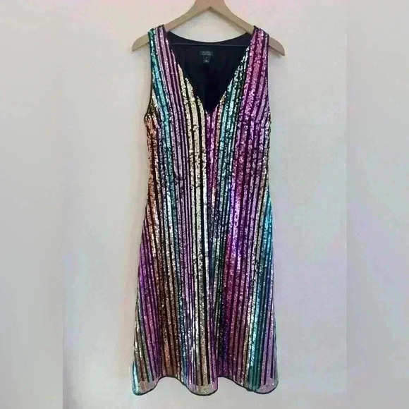 Halogen X Atlantic Pacific Women’s Multi Color Sequin Dress Size Medium - Picture 4 of 13